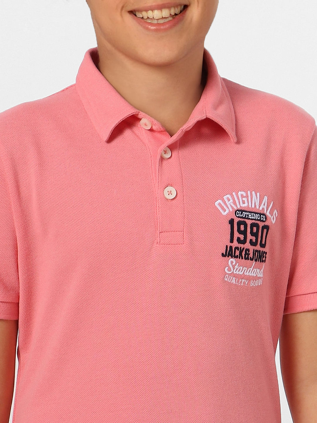 Boys Pink Polo Neck T-shirt