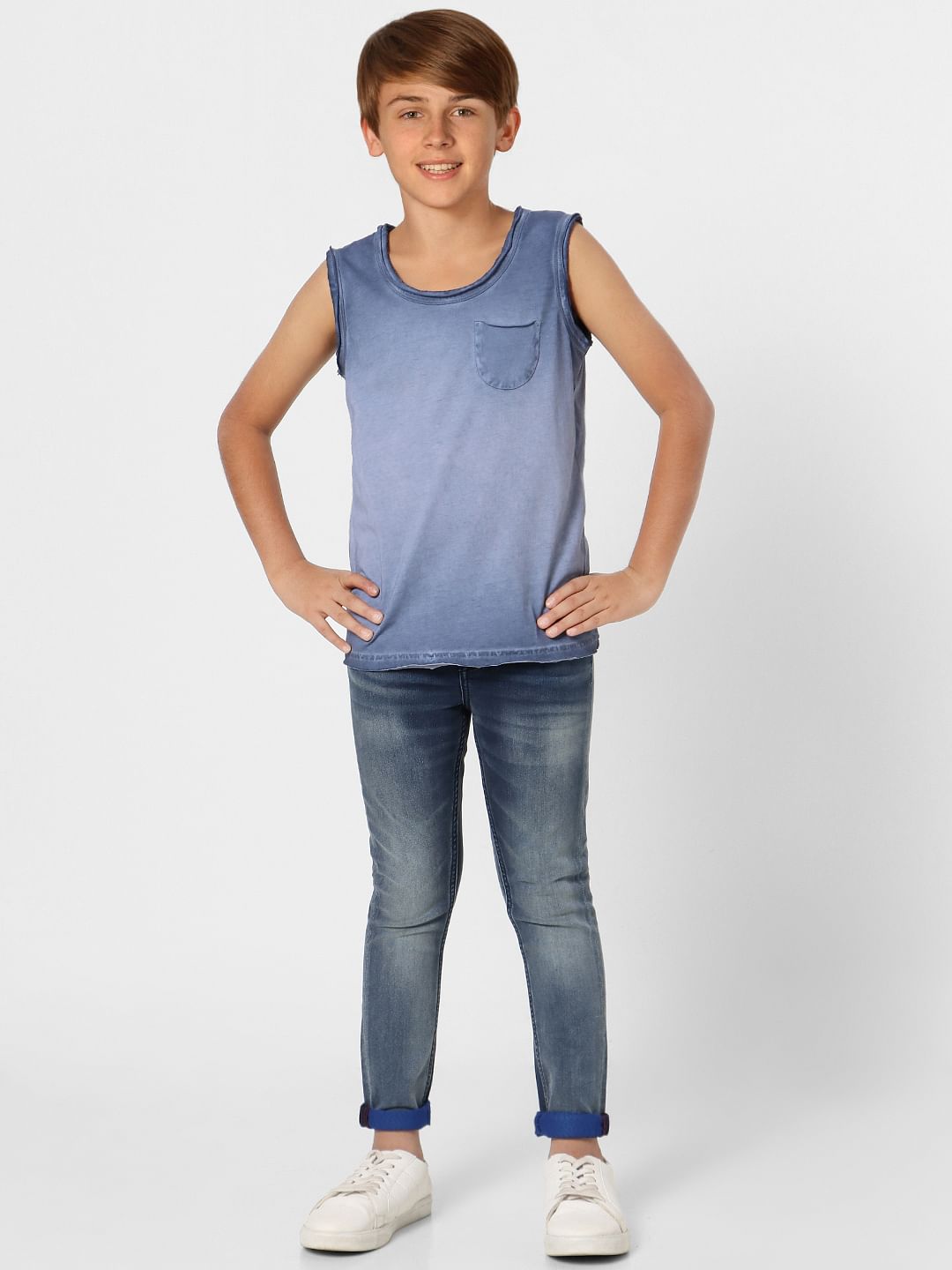 Boys Blue Sleeveless T-shirt - 9/10Y