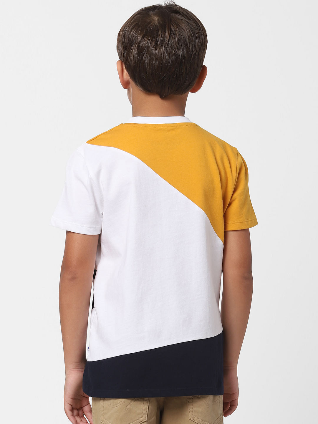 Boys White Logo Print Crew Neck T-shirt