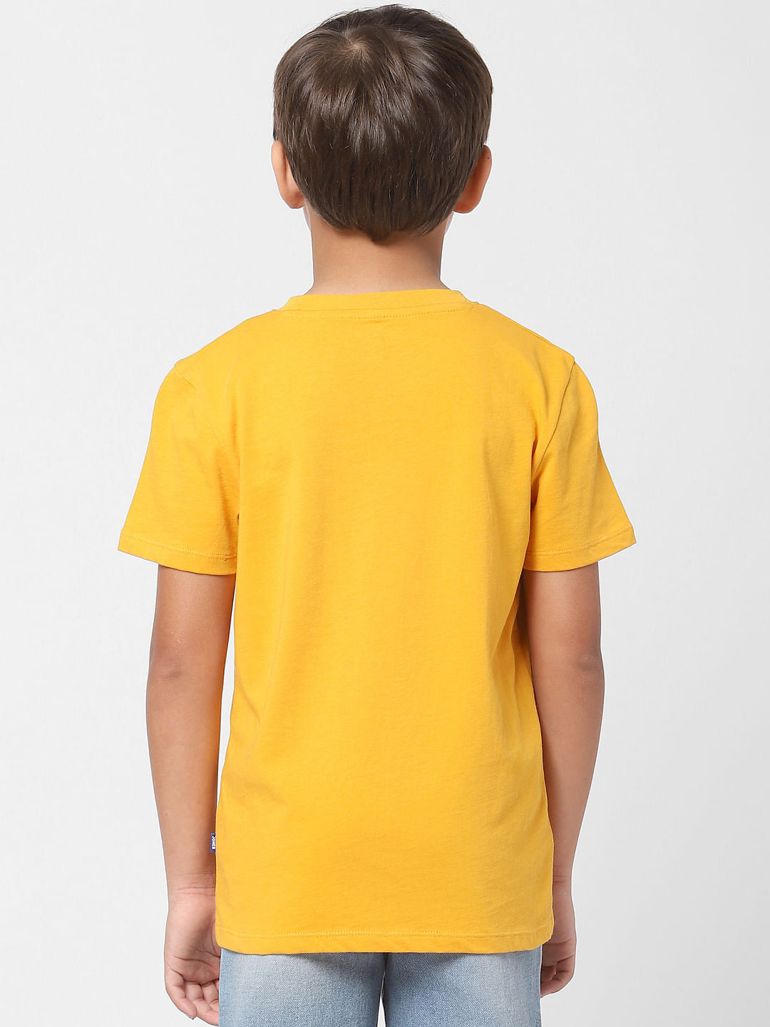 Boys Yellow Graphic Print Crew Neck T-shirt