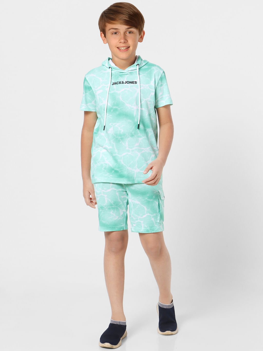Boys Green Tie Dye Hooded T-shirt - 9/10Y