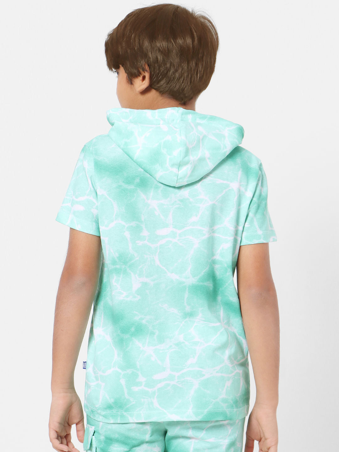 Boys Green Tie Dye Hooded T-shirt