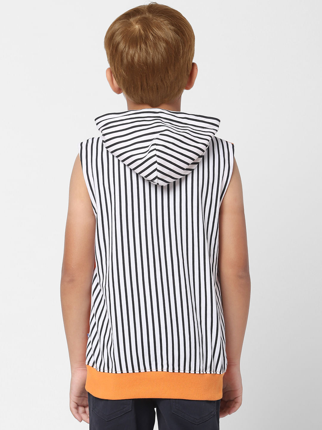 Boys X PEANUTS Orange Graphic Print Sleeveless Hoodie