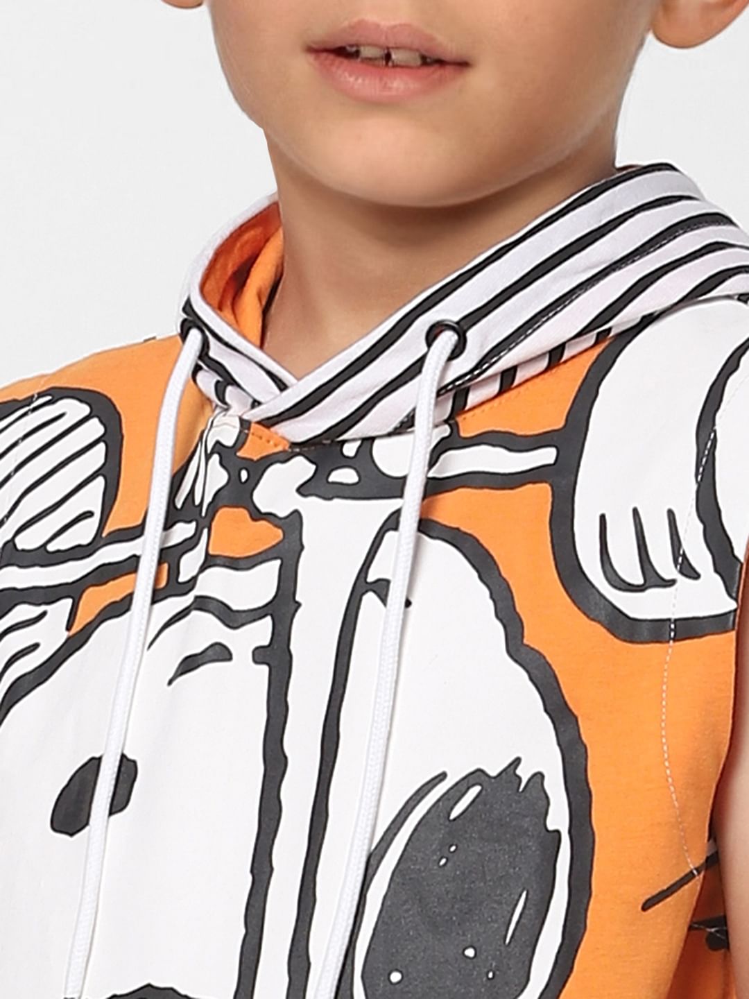 Boys X PEANUTS Orange Graphic Print Sleeveless Hoodie