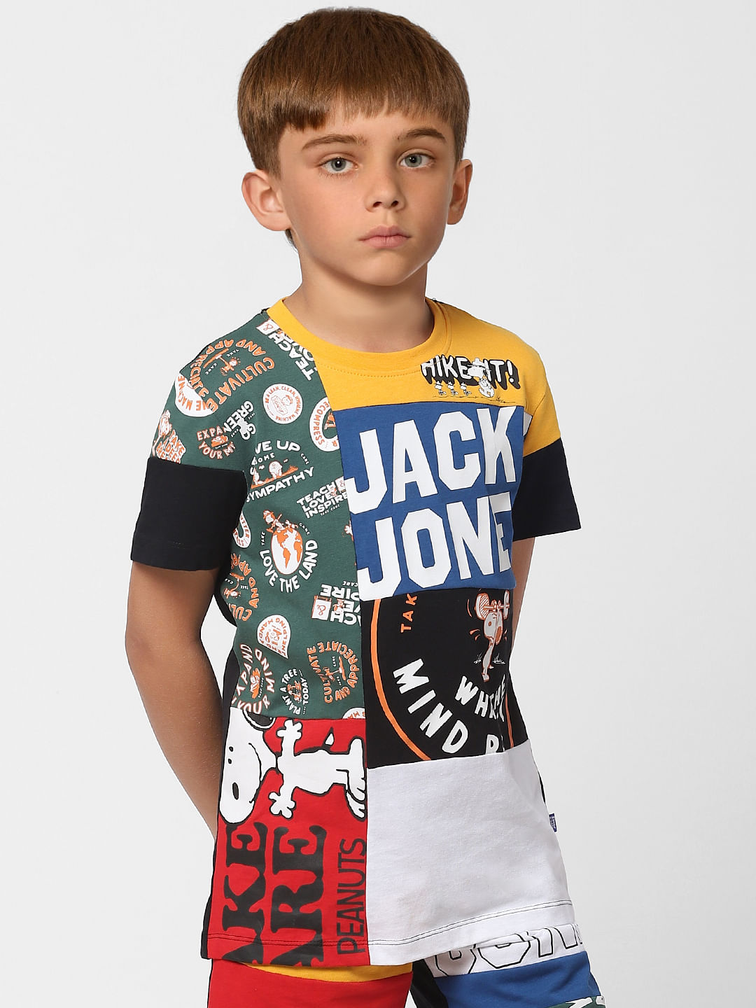 Boys X PEANUTS Multi-coloured Graphic Print Crew Neck T-shirt