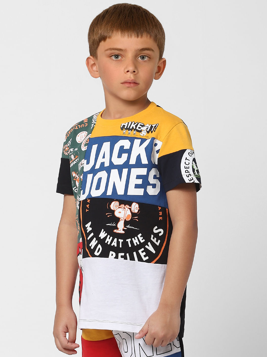 Boys X PEANUTS Multi-coloured Graphic Print Crew Neck T-shirt