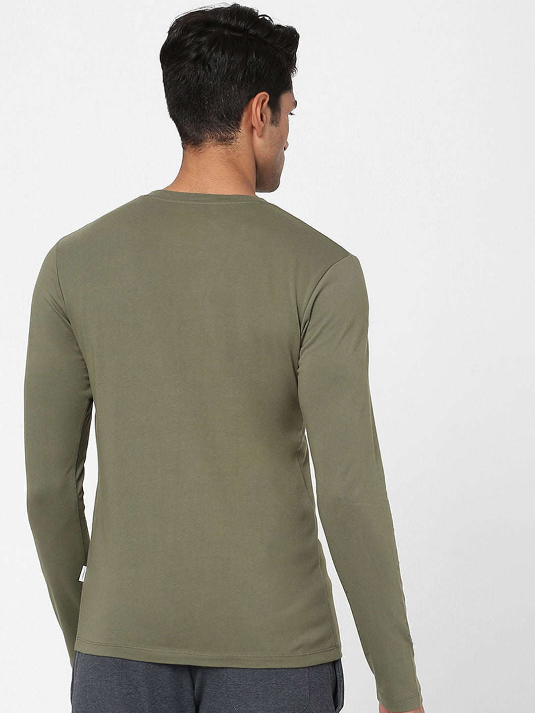 Green Logo Print Full Sleeves T-shirt