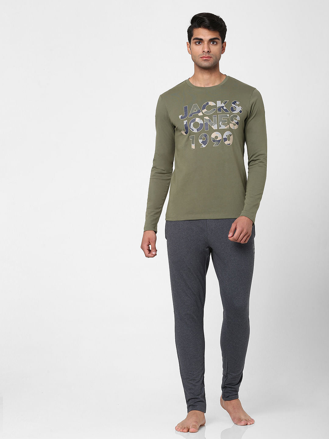 Green Logo Print Full Sleeves T-shirt