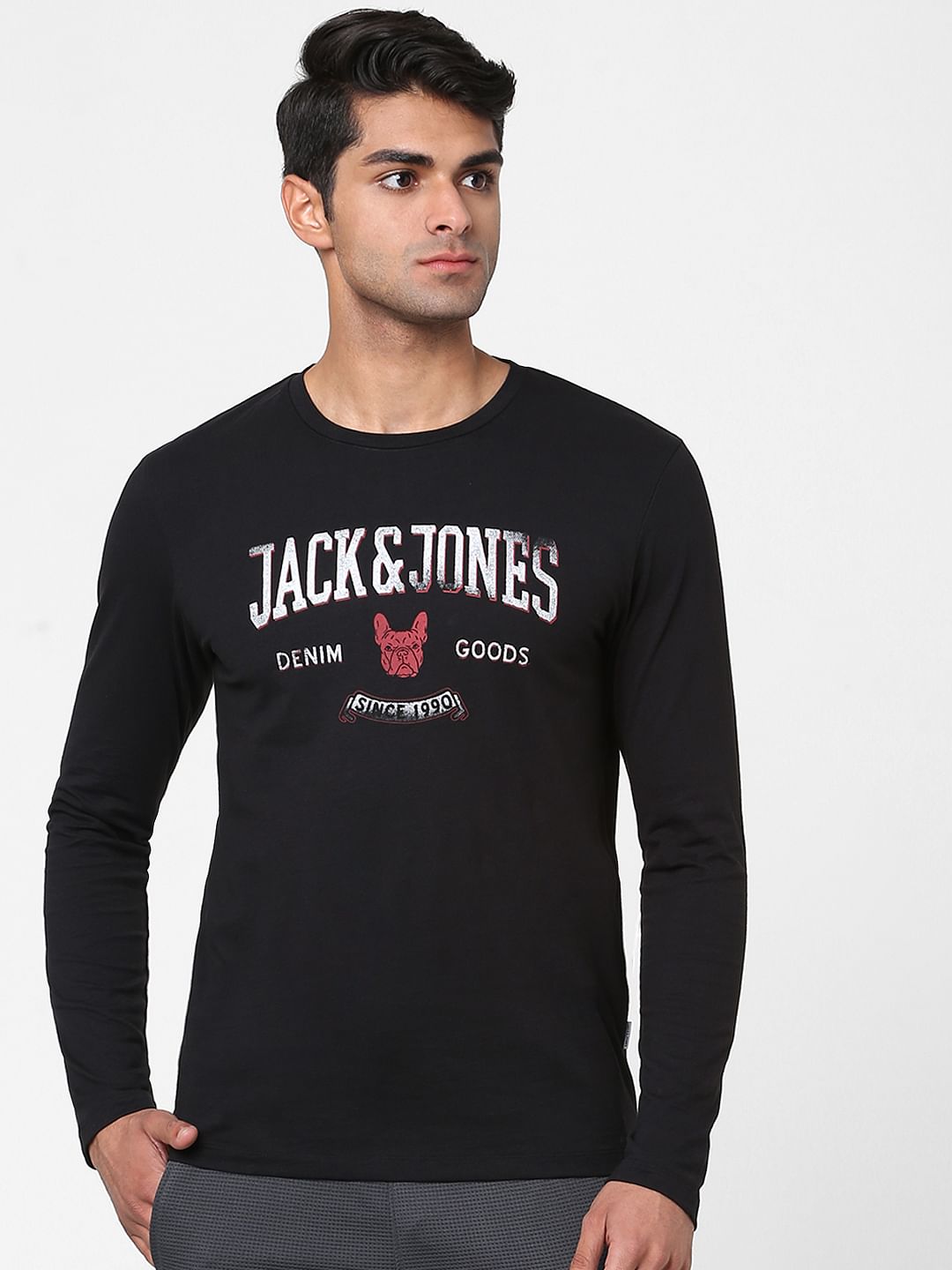 Black Graphic Print Full Sleeves Shirt - S