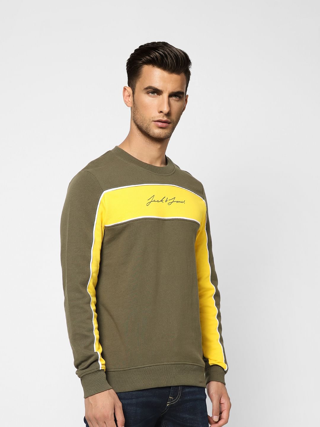 Green Colourblocked Sweatshirt