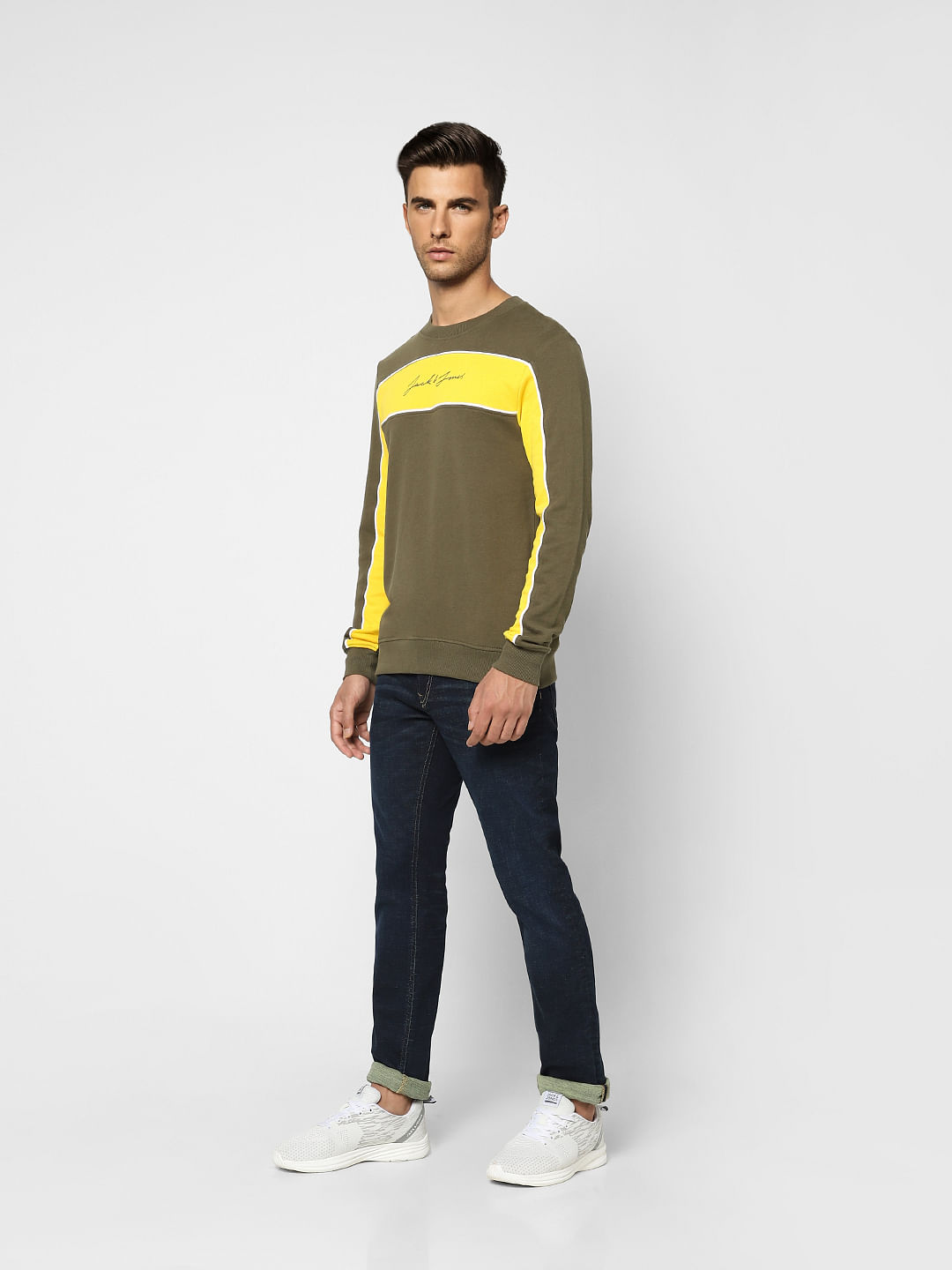 Green Colourblocked Sweatshirt