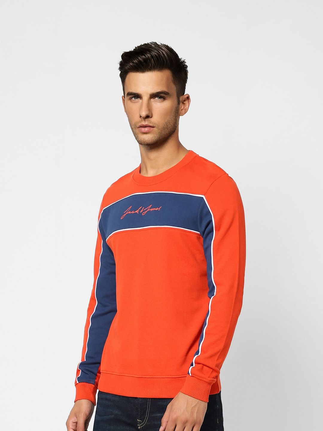 Red Colourblocked Sweatshirt