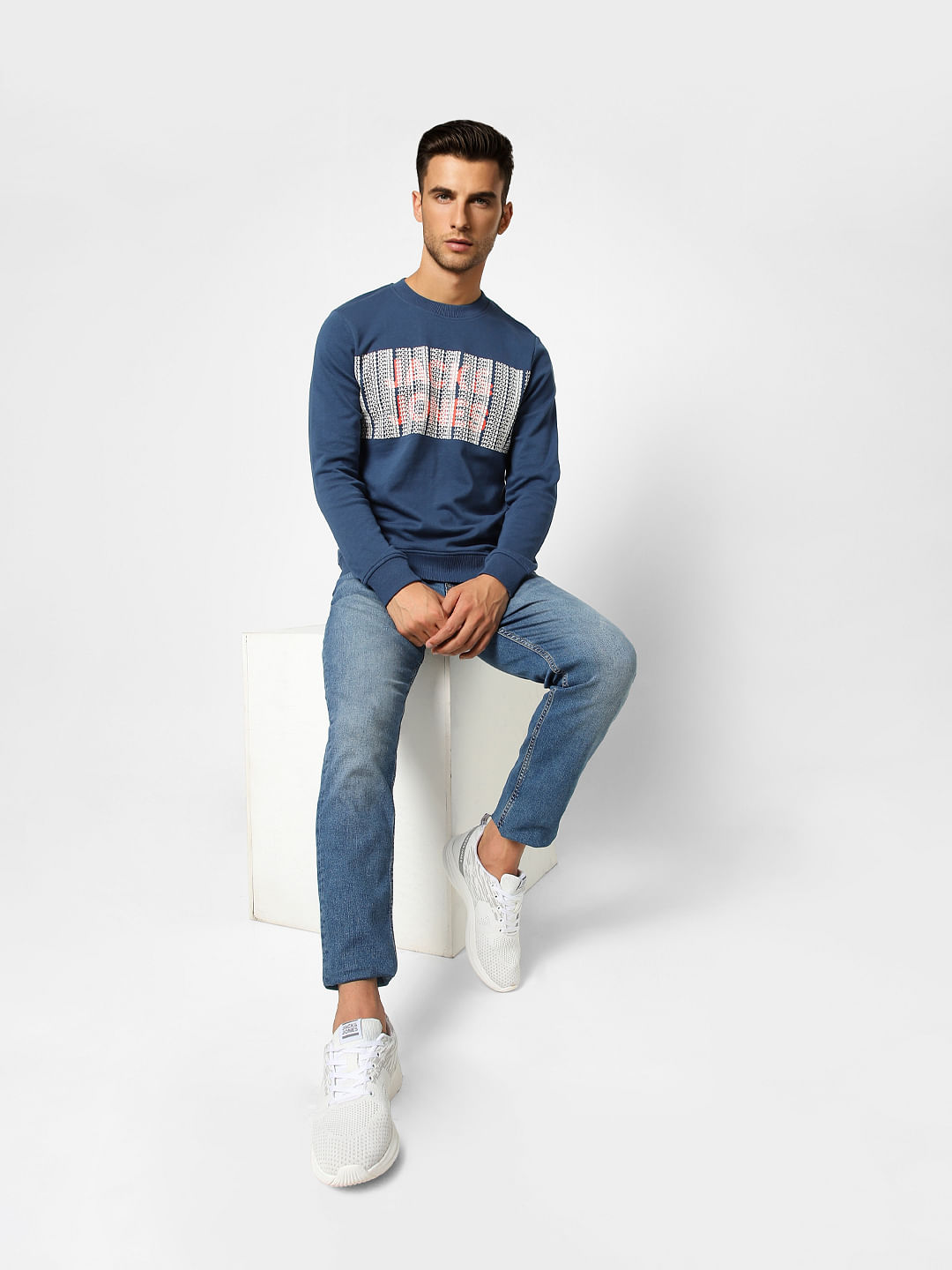 Blue Logo Print Sweatshirt