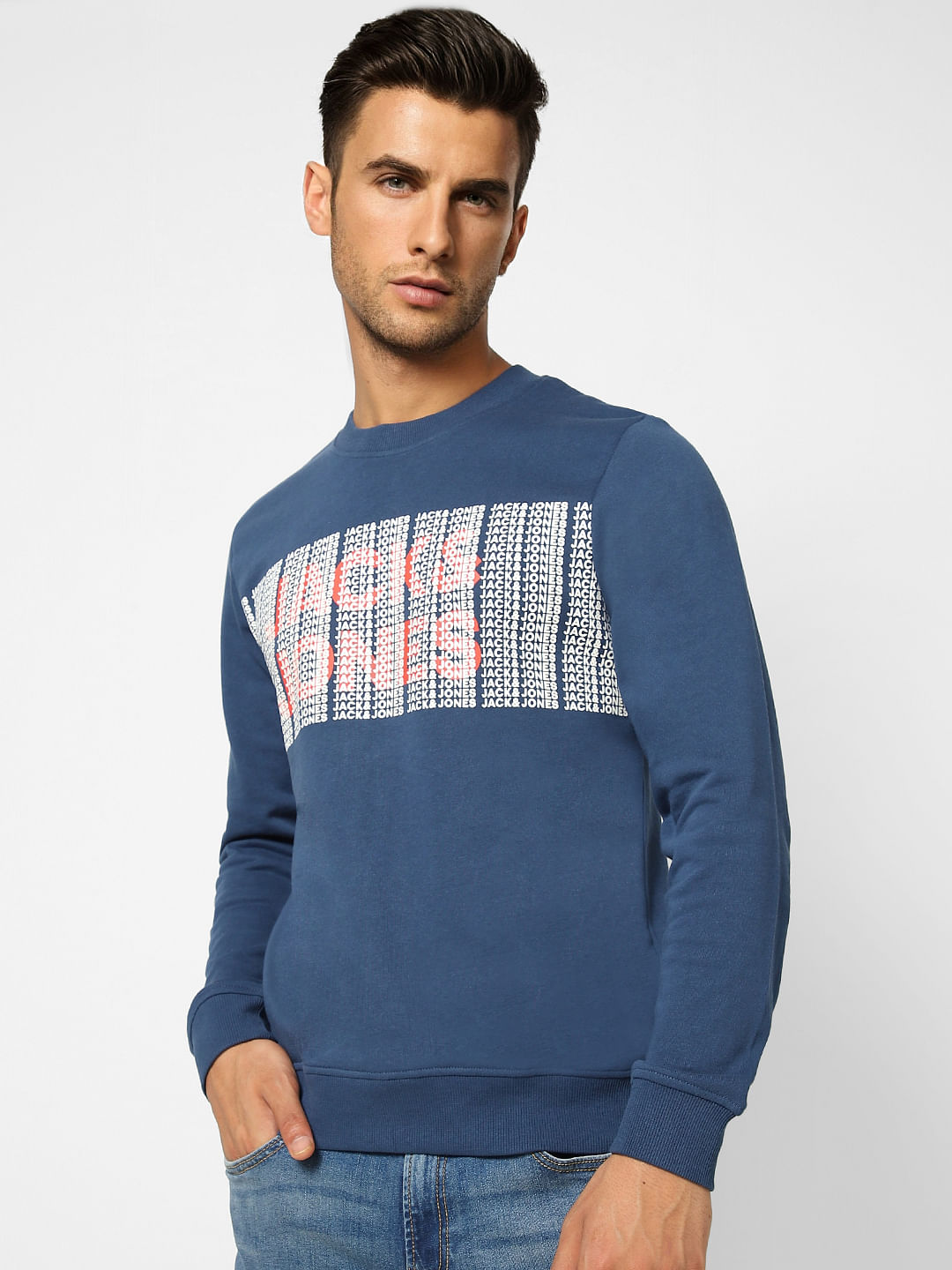 Blue Logo Print Sweatshirt