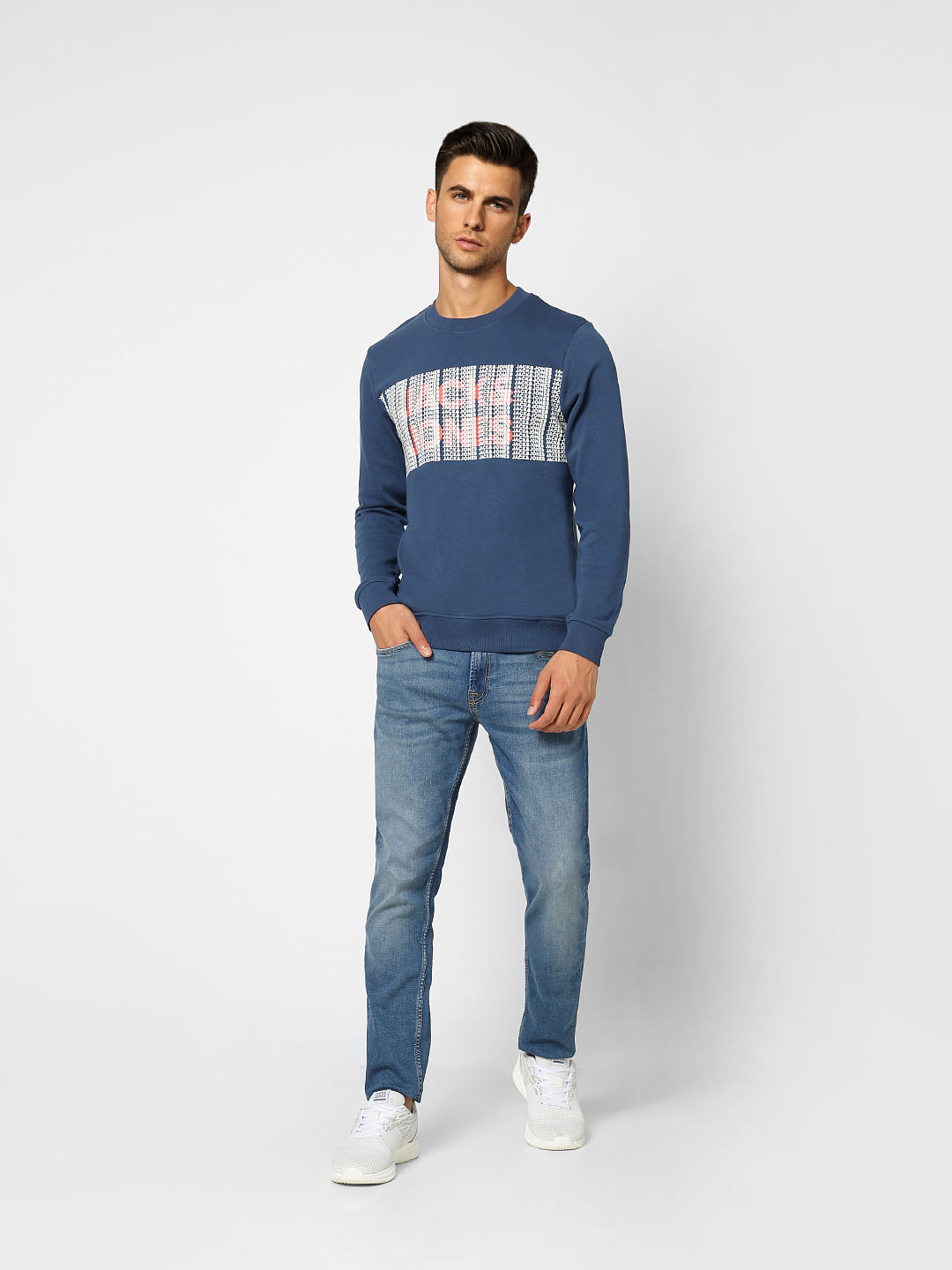 Blue Logo Print Sweatshirt