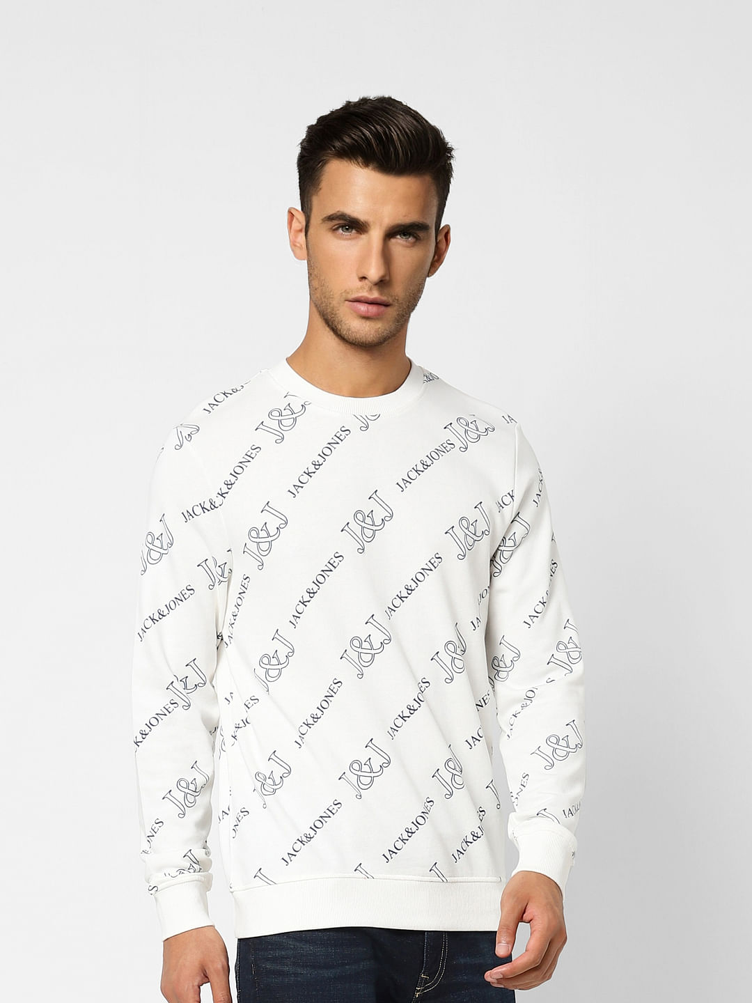 White Logo Print Sweatshirt