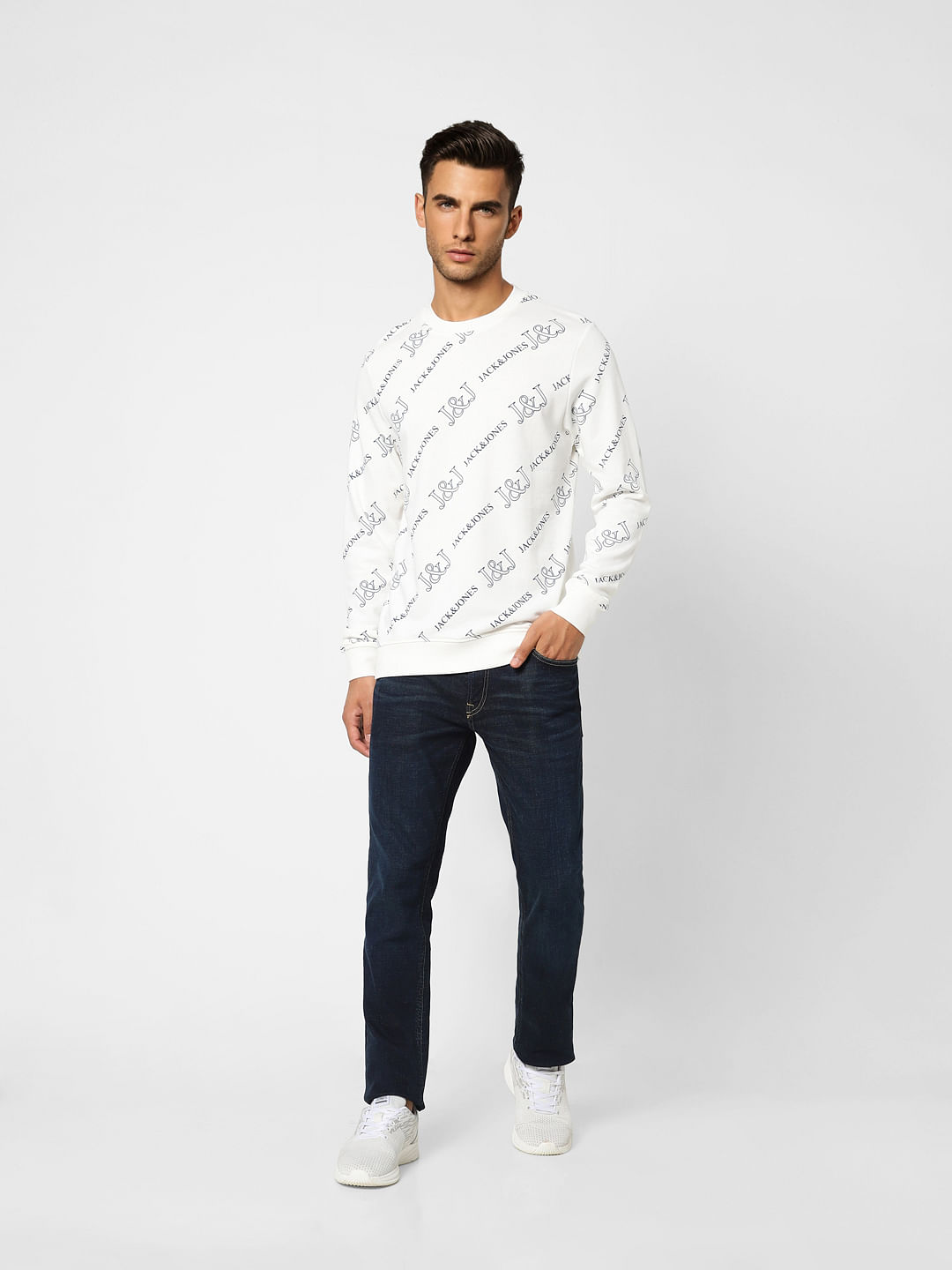 White Logo Print Sweatshirt