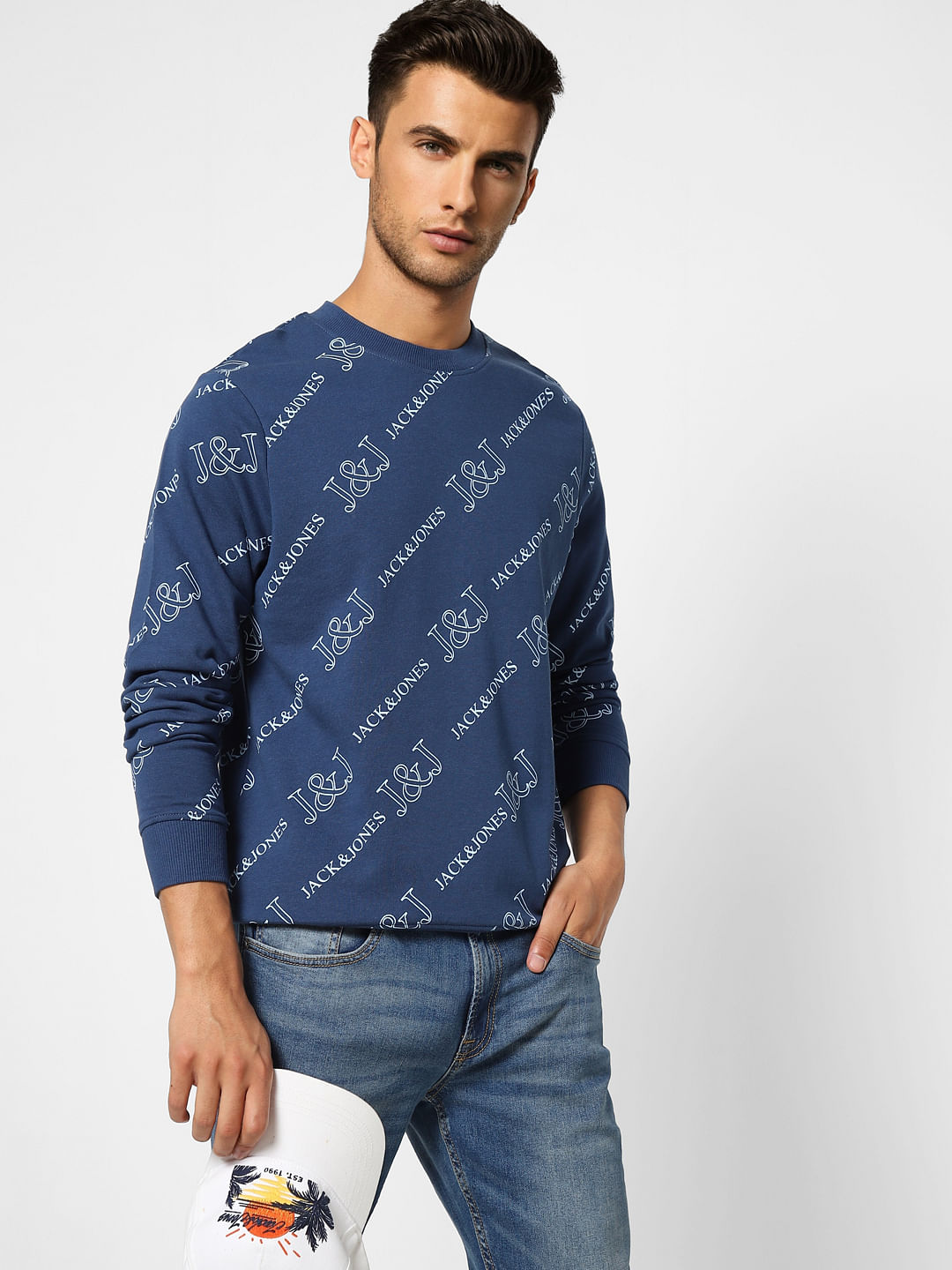 Blue Logo Print Sweatshirt - S