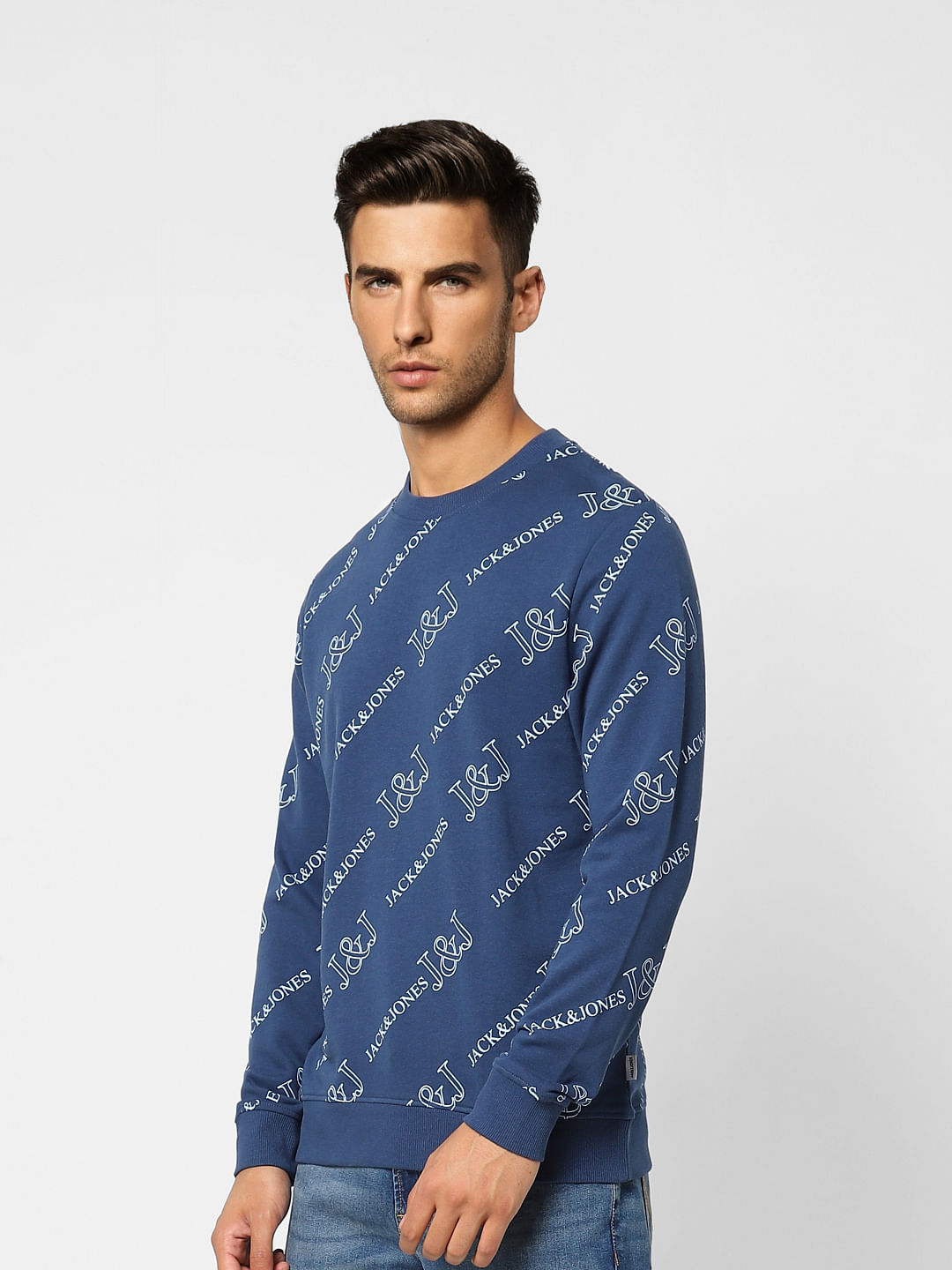 Blue Logo Print Sweatshirt