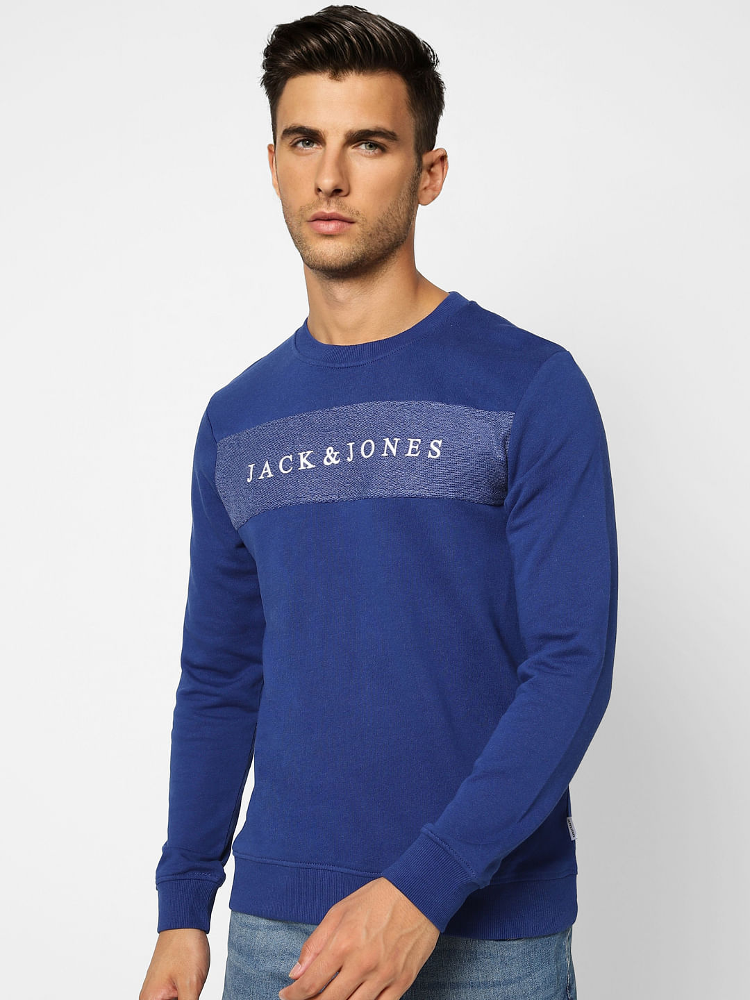 Blue Logo Print Sweatshirt