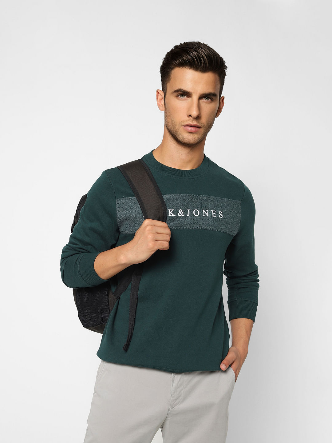 Green Logo Print Sweatshirt - S