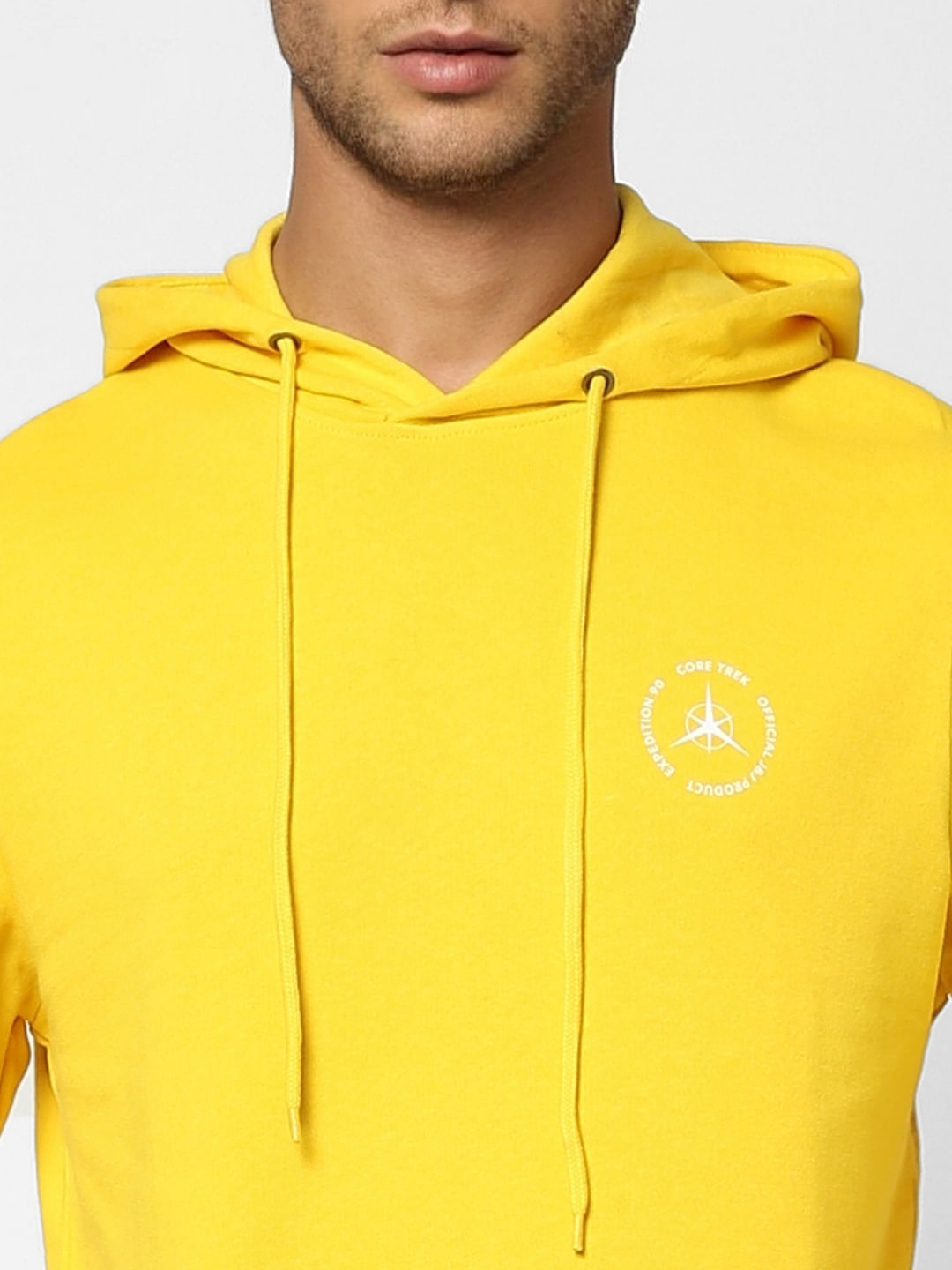 Yellow Logo Print Hooded Sweatshirt