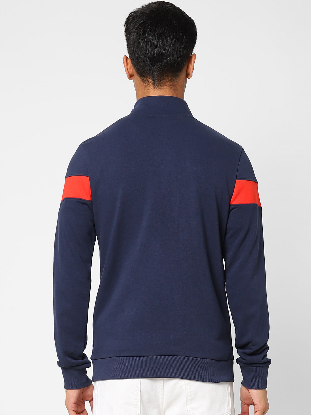 Blue Logo Print High Neck Sweatshirt