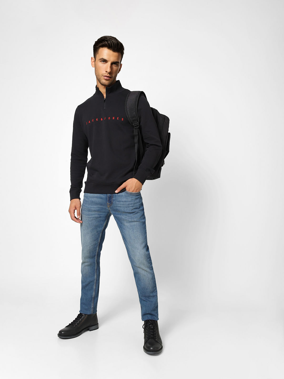 Black High Neck Sweatshirt - S