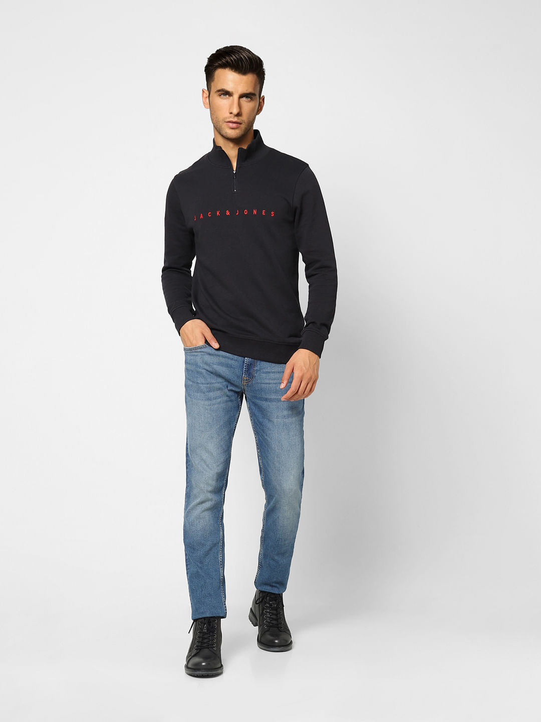 Black High Neck Sweatshirt