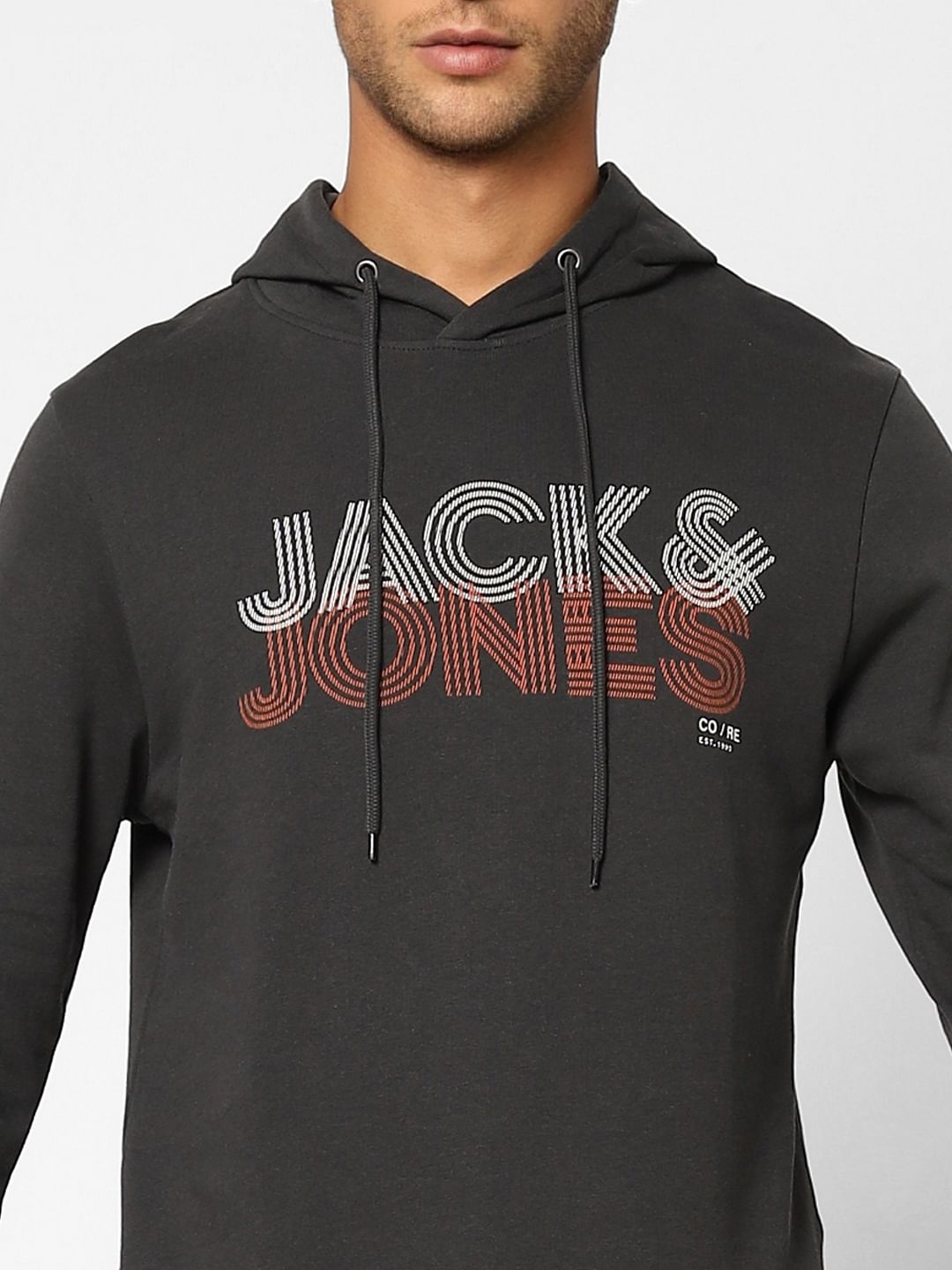 Black Logo Print Hooded Sweatshirt