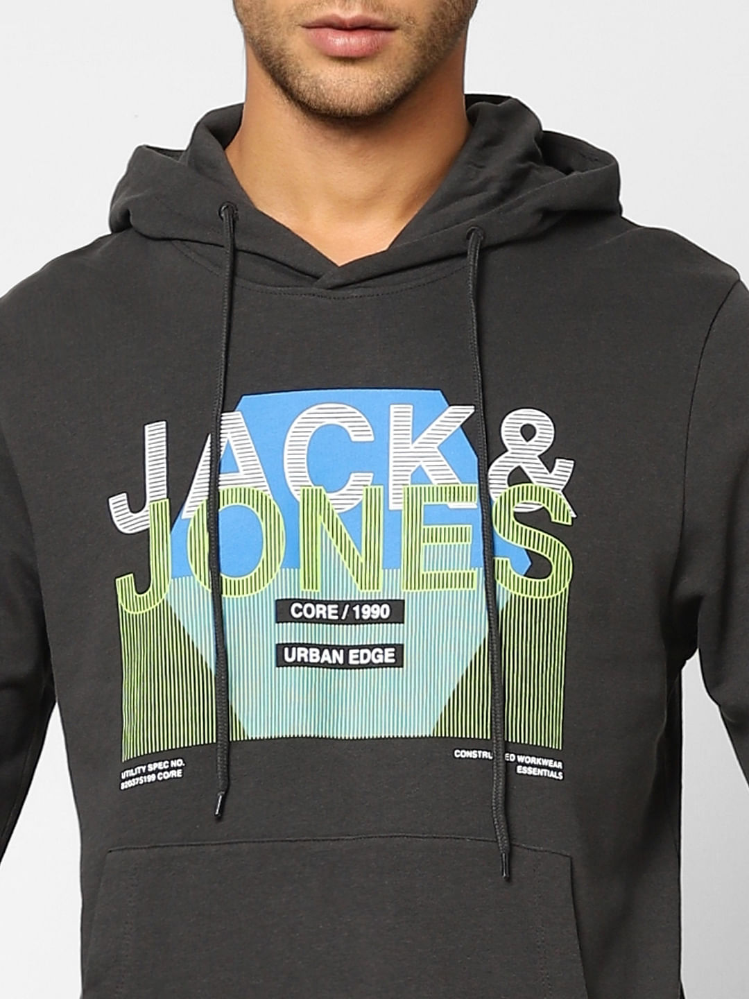 Black Logo Print Hooded Sweatshirt