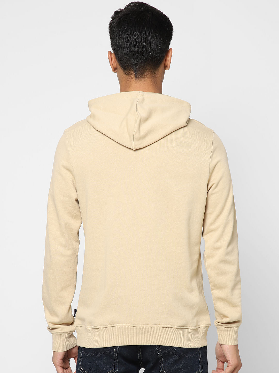 Beige Logo Print Hooded Sweatshirt