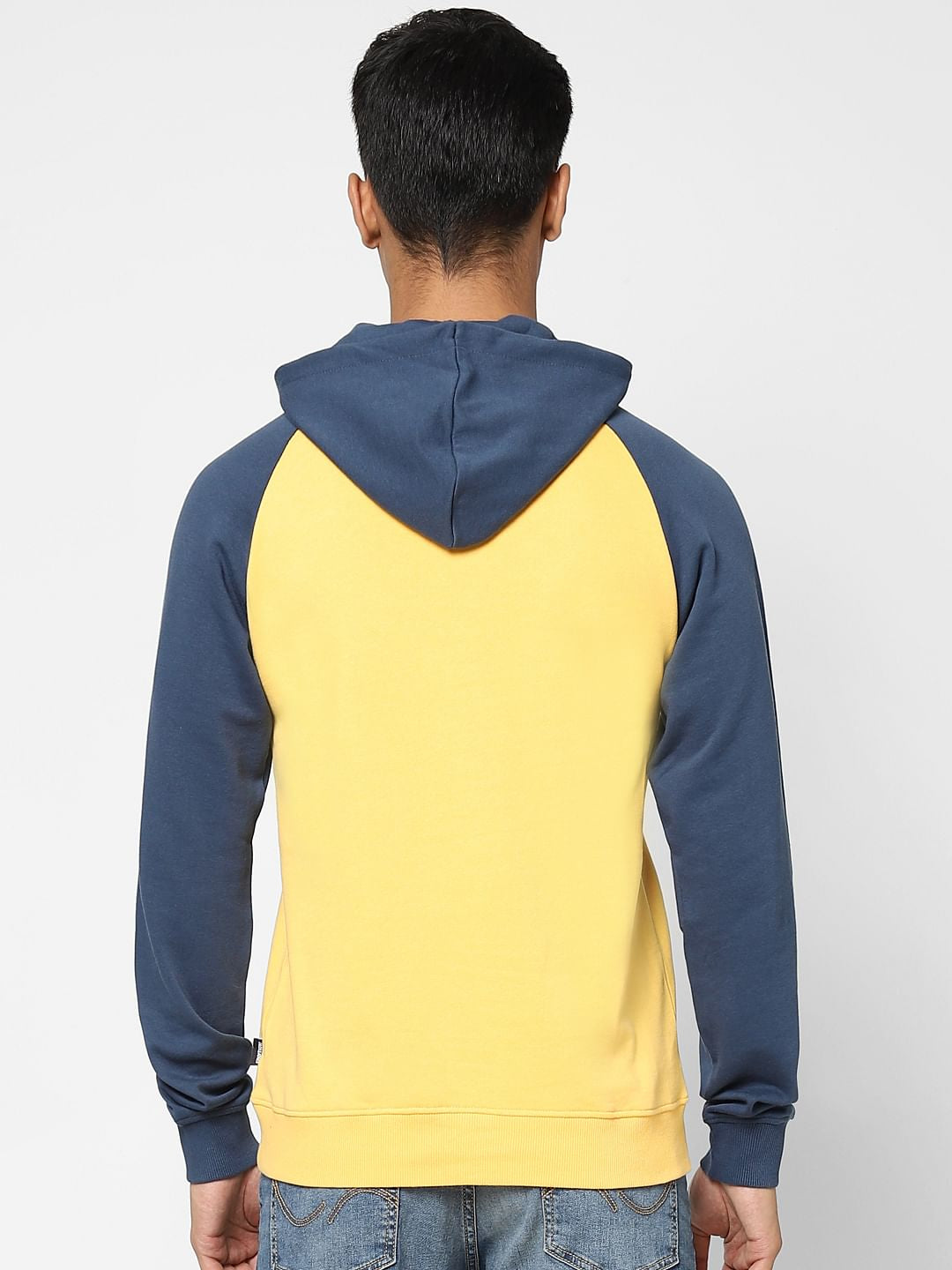 Yellow Colourblocked Hooded Sweatshirt