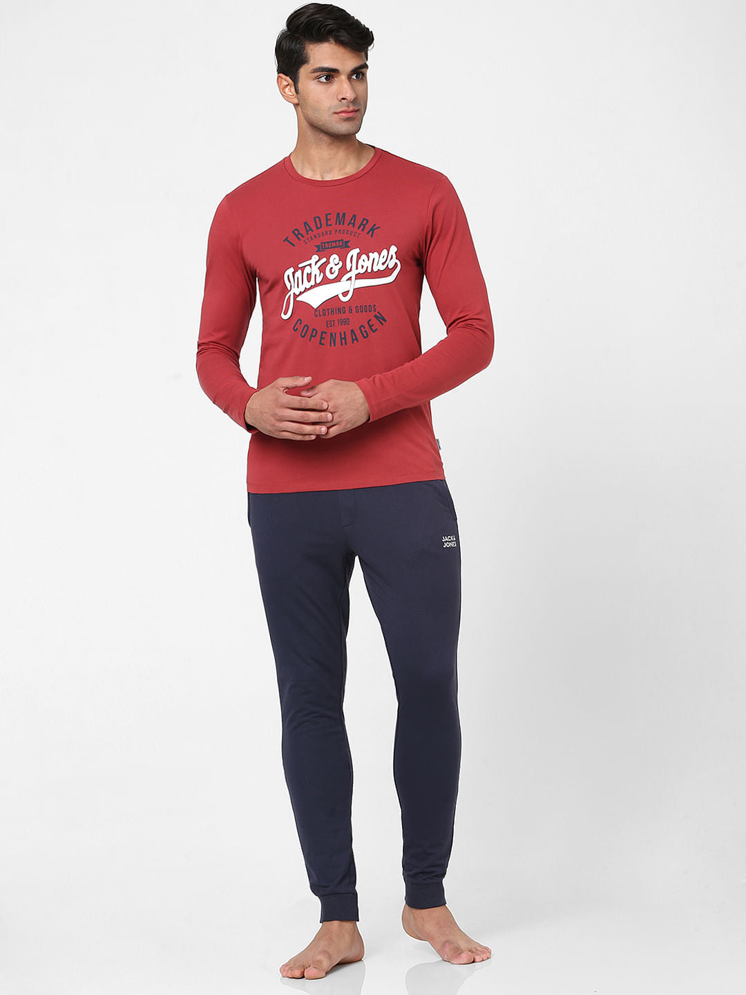 Red Logo Print Full Sleeves T-shirt