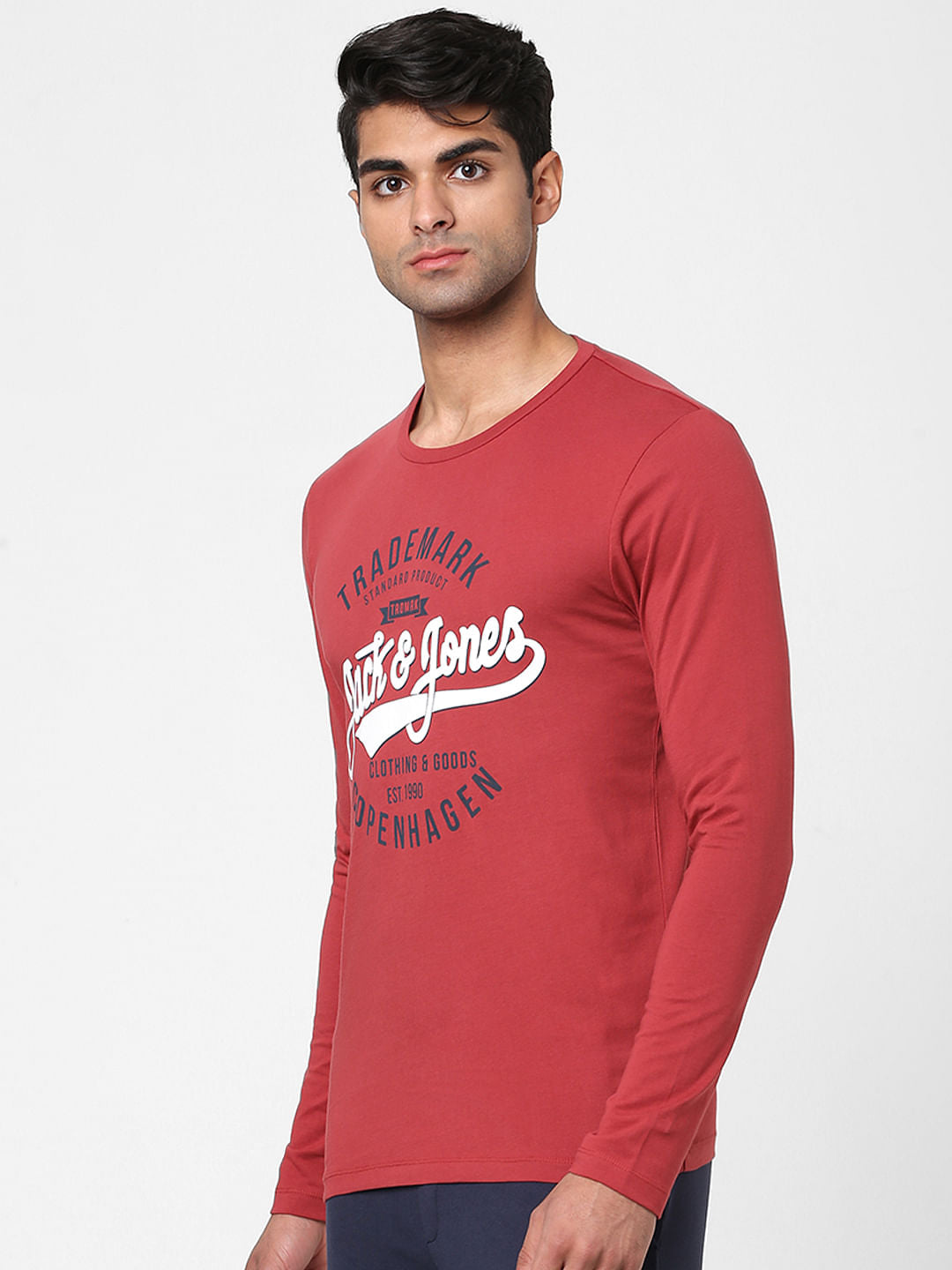 Red Logo Print Full Sleeves T-shirt