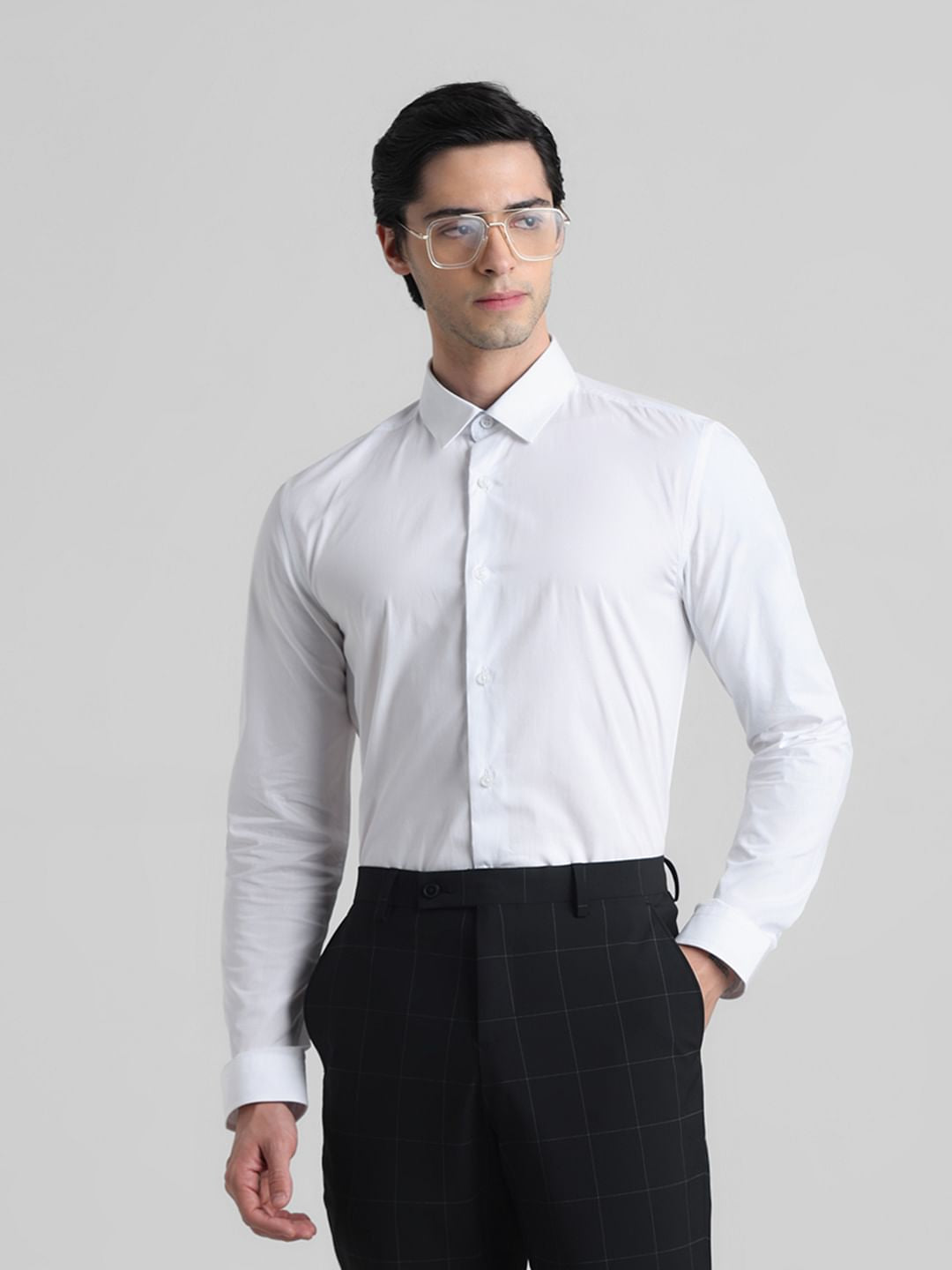 White Formal Full Sleeves Shirt - S
