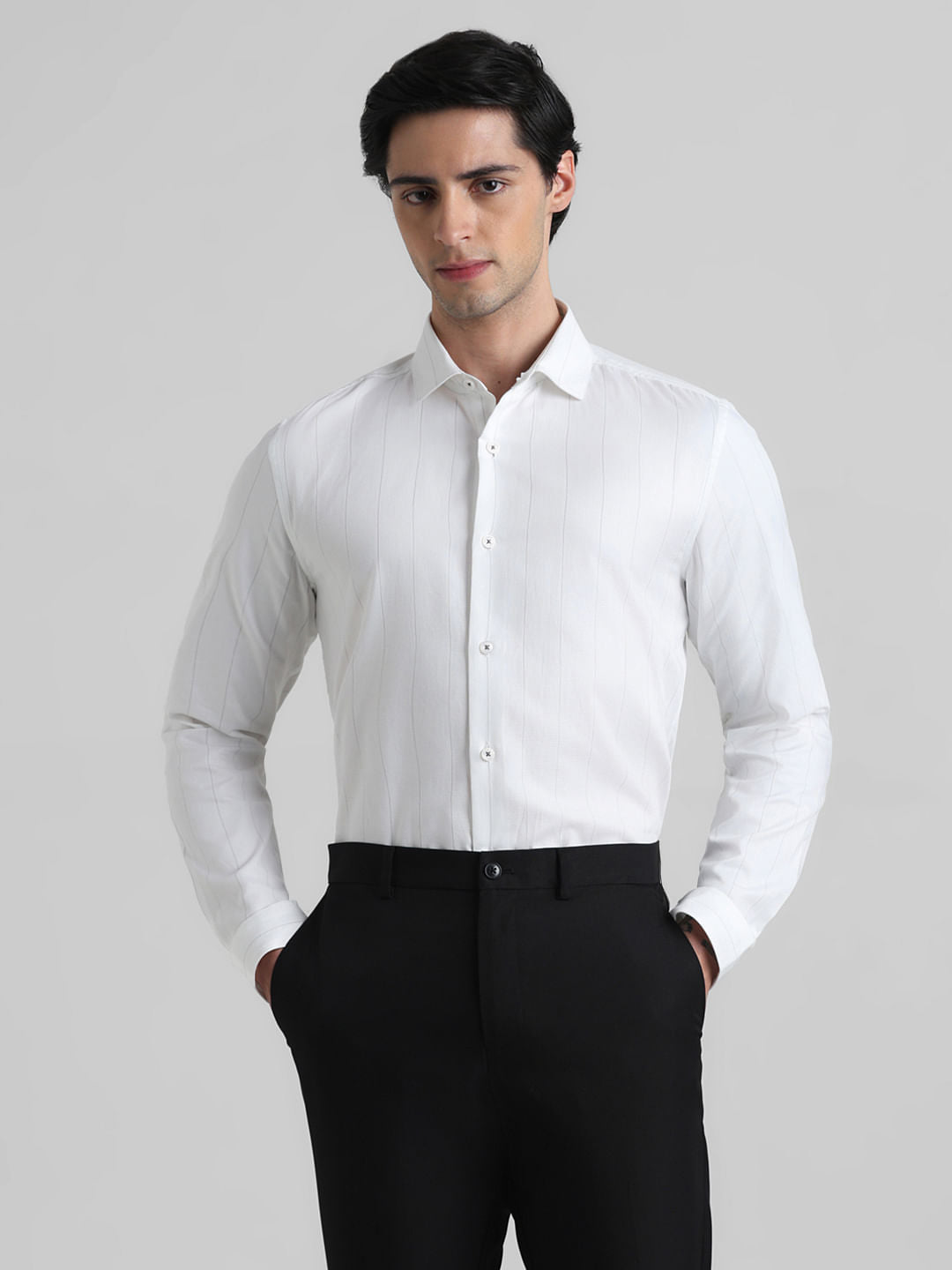 White Striped Full Sleeves Shirt