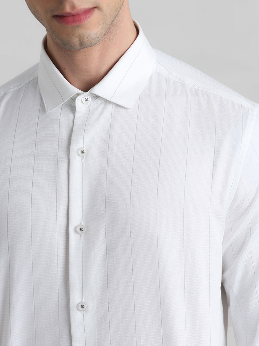 White Striped Full Sleeves Shirt
