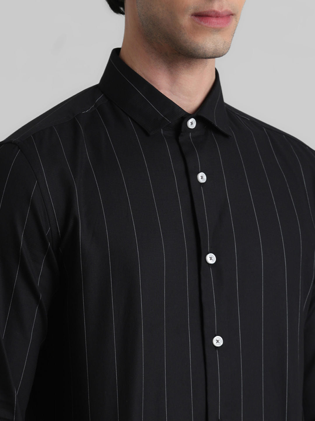 Black Striped Full Sleeves Shirt
