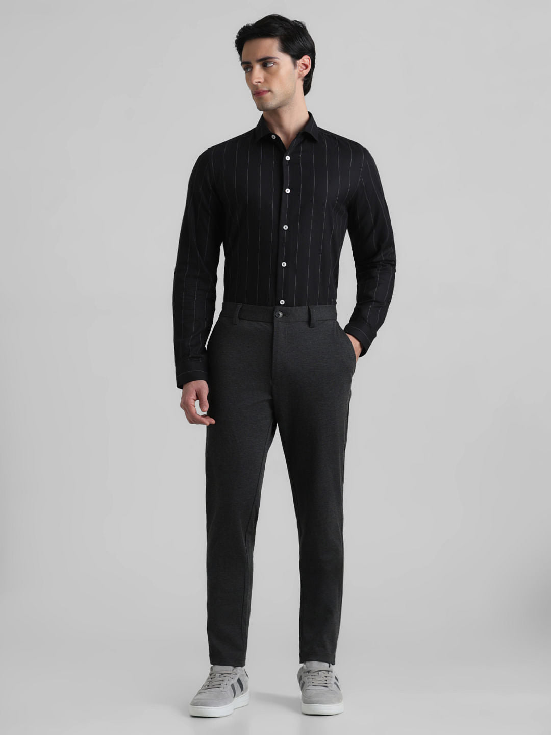 Black Striped Full Sleeves Shirt