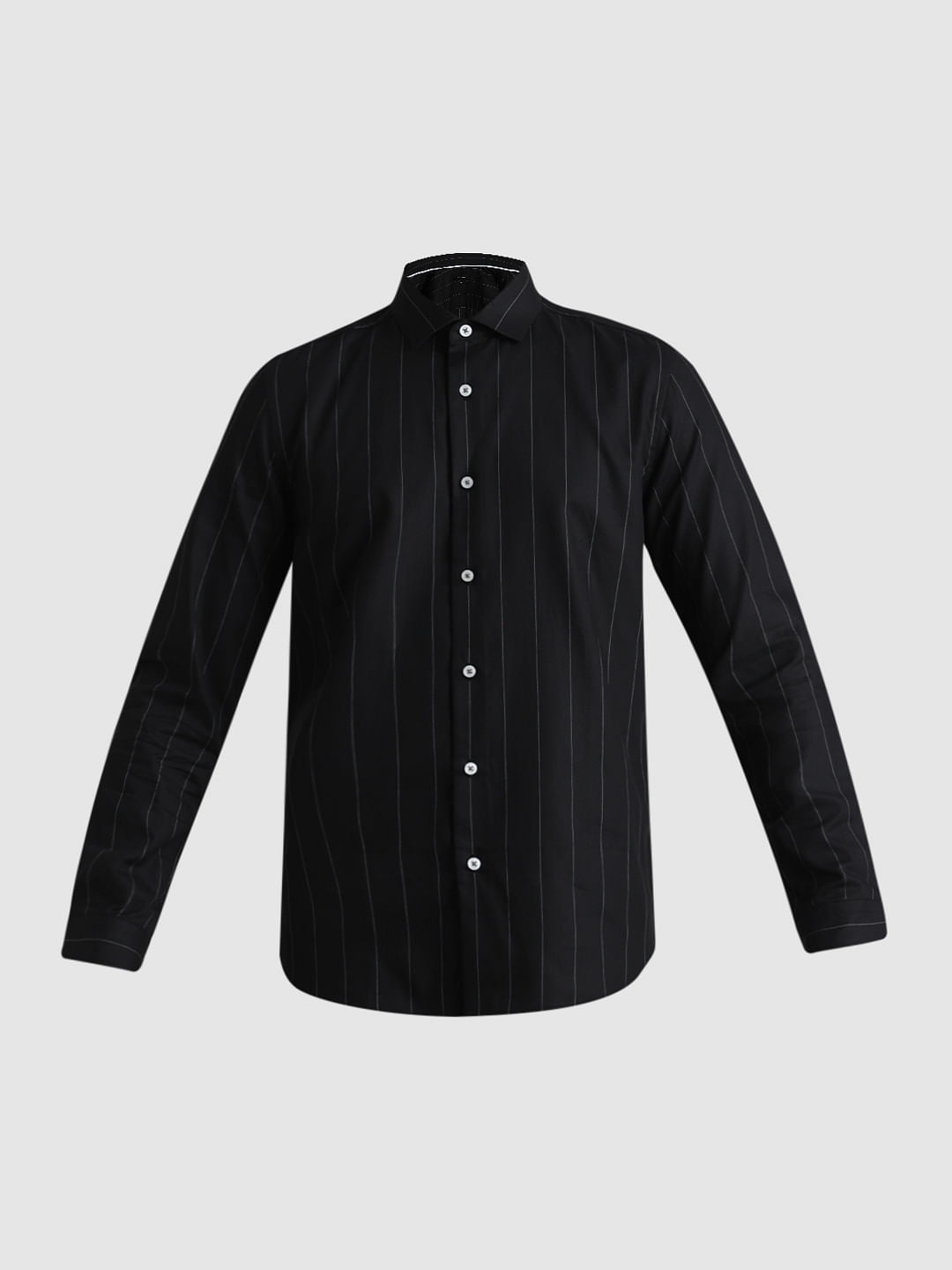 Black Striped Full Sleeves Shirt