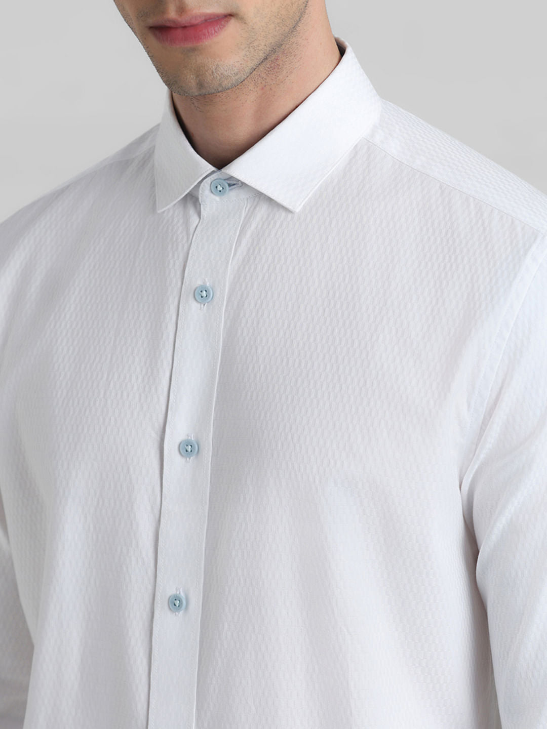 White Dobby Full Sleeves Formal Shirt