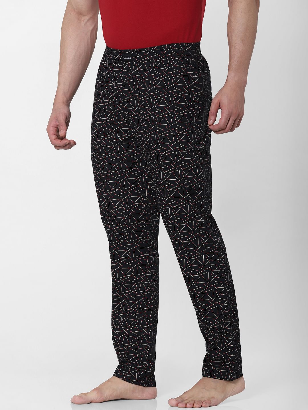Black Matchstick Print Pyjamas