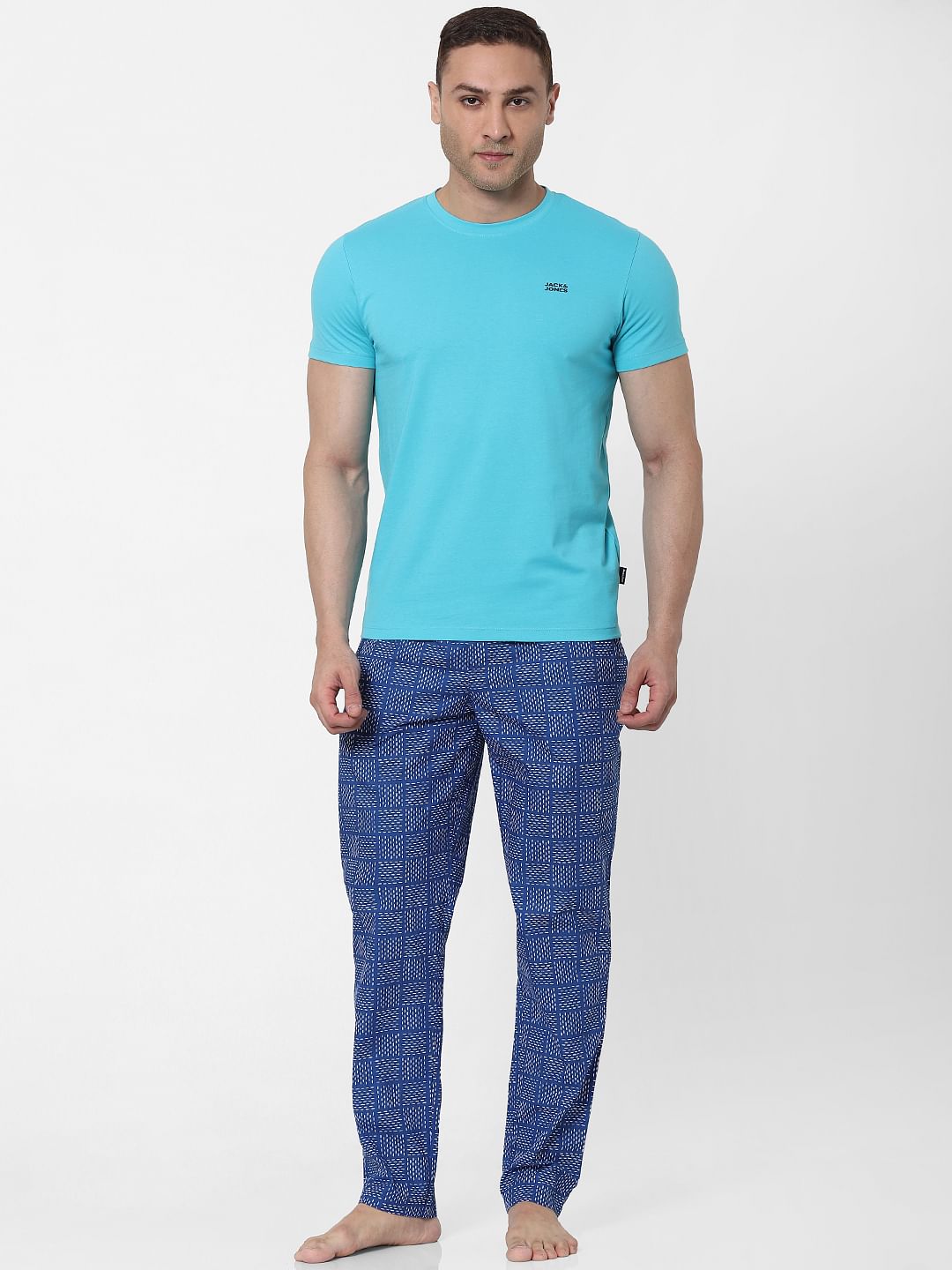 Blue Abstract Print Pyjamas - S