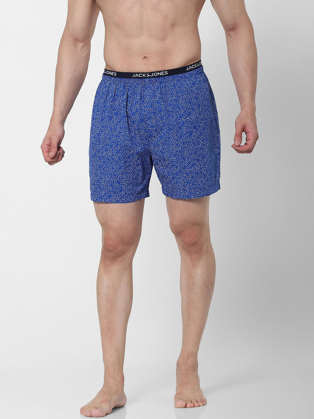 Blue All Over Logo Print Boxers - S