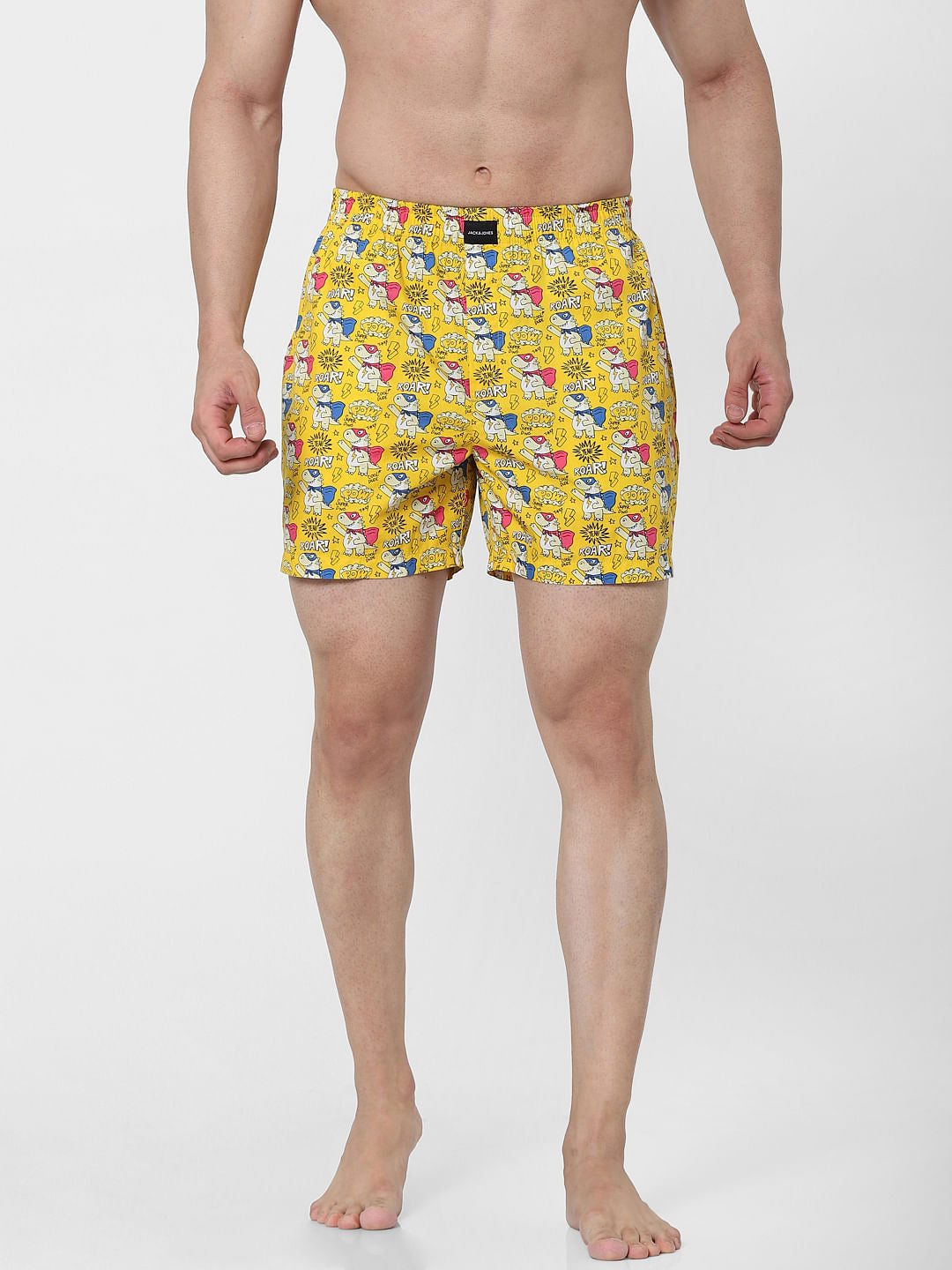 Yellow All Over Graphic Print Boxers - S