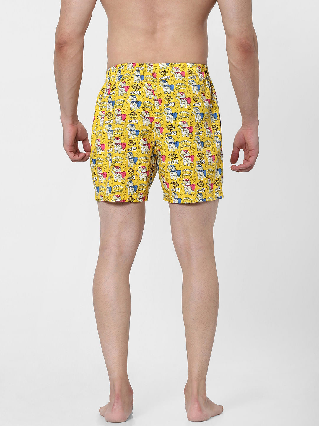 Yellow All Over Graphic Print Boxers
