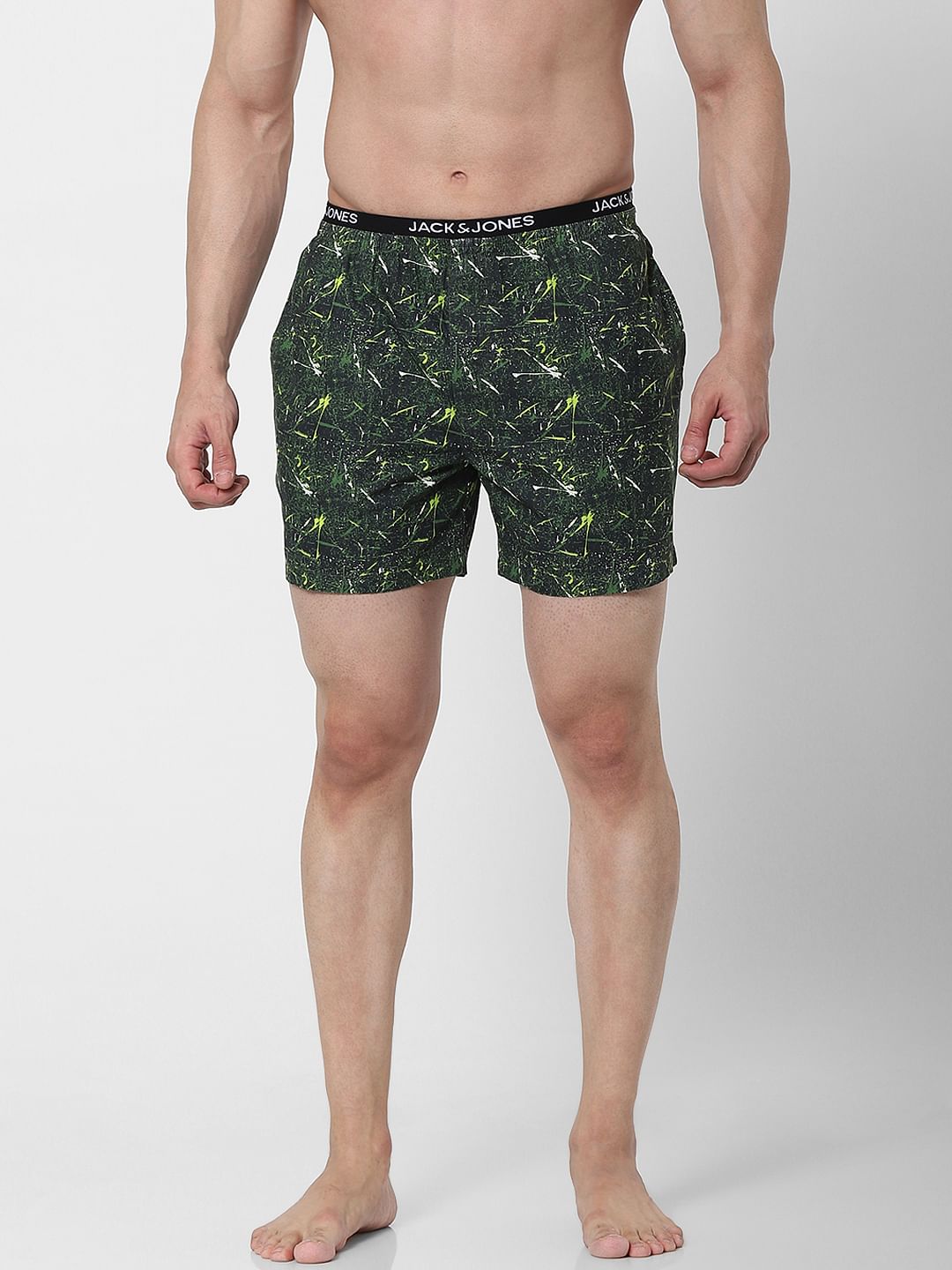 Green Abstract Print Boxers - S