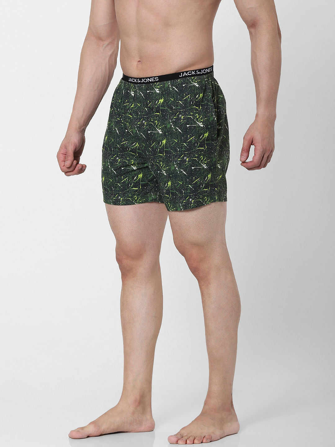 Green Abstract Print Boxers