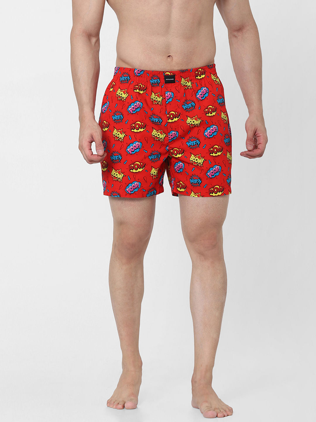 Red All Over Graphic Print Boxers - S